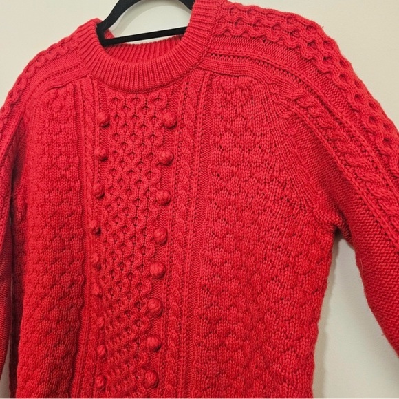 2018 Holiday J. Crew Popcorn Cable Knit Sweater Fire Red XS - Picture 4 of 6